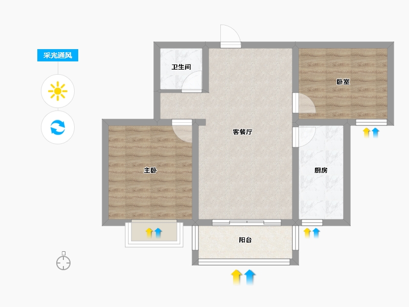 河北省-张家口市-铭洲西山宜居-61.95-户型库-采光通风