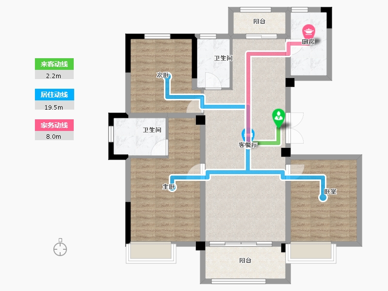 湖北省-咸宁市-恒基国宾府-105.60-户型库-动静线