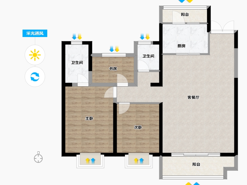 山西省-运城市-运城吾悦广场-103.62-户型库-采光通风