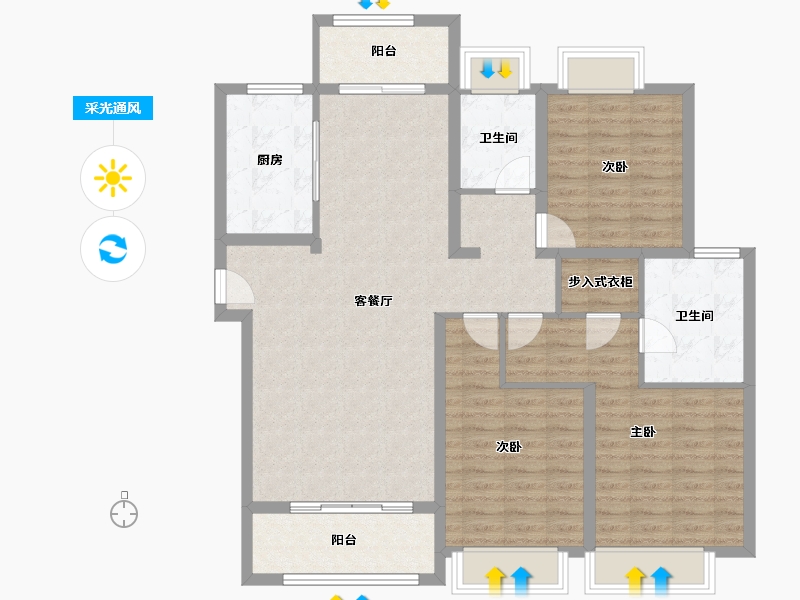 上海-上海市-凯利·海华府-113.78-户型库-采光通风