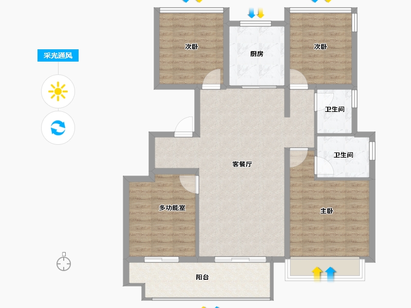 安徽省-池州市-中梁印江南-102.40-户型库-采光通风