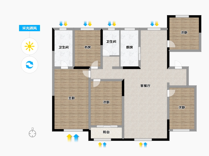 宁夏回族自治区-银川市-宁夏中房玺云台-168.36-户型库-采光通风