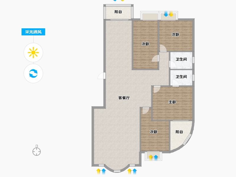 贵州省-贵阳市-金狮小区·狮子组团-167.00-户型库-采光通风