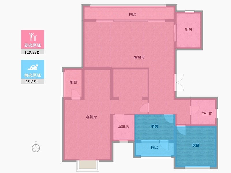 吉林省-吉林市-盈胜春晓-131.38-户型库-动静分区