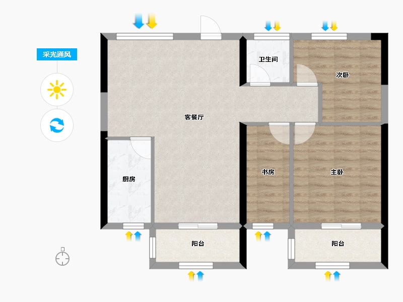 安徽省-芜湖市-宜居香城湾C区-78.39-户型库-采光通风