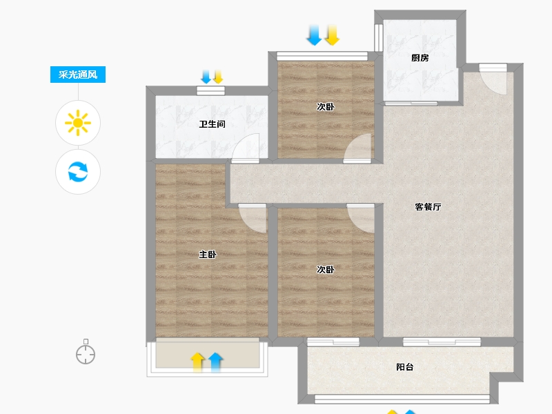 安徽省-池州市-中梁印江南-79.20-户型库-采光通风