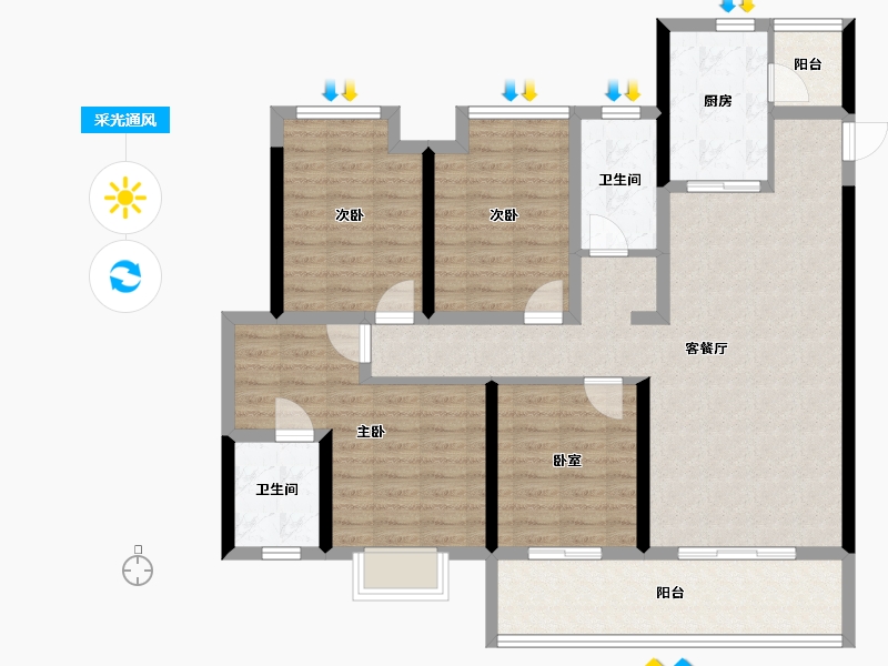 湖南省-怀化市-新晃新南滨江1号-114.45-户型库-采光通风