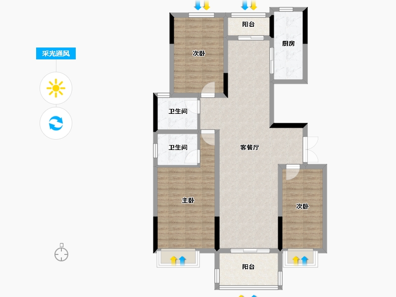 河南省-开封市-杞县建业·花园里-108.00-户型库-采光通风