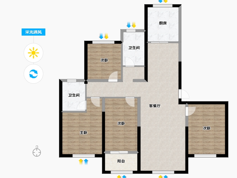 宁夏回族自治区-银川市-宁夏中房玺云台-116.70-户型库-采光通风