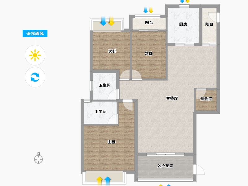 广东省-揭阳市-宏和·金水湾-107.90-户型库-采光通风