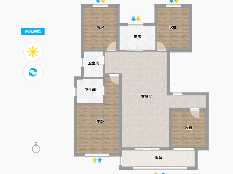 辽宁省-葫芦岛市-天顺红海湾二期-108.13-户型库-采光通风