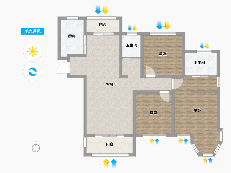 河南省-南阳市-财富新城·中央公园-110.19-户型库-采光通风