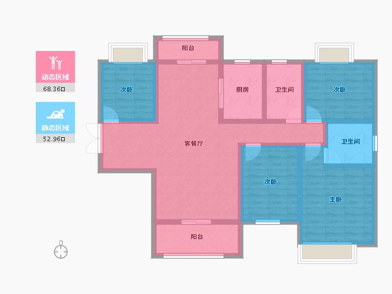 湖南省-永州市-安廷·城市旺角-106.94-户型库-动静分区