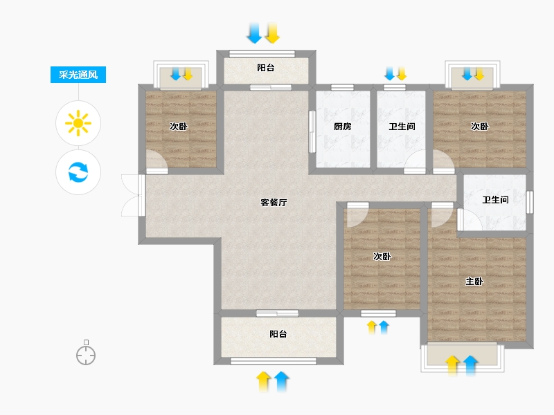 湖南省-永州市-安廷·城市旺角-106.94-户型库-采光通风