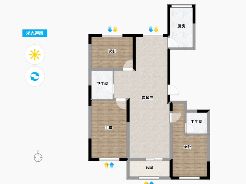 河北省-承德市-豪庭御景二期-103.13-户型库-采光通风