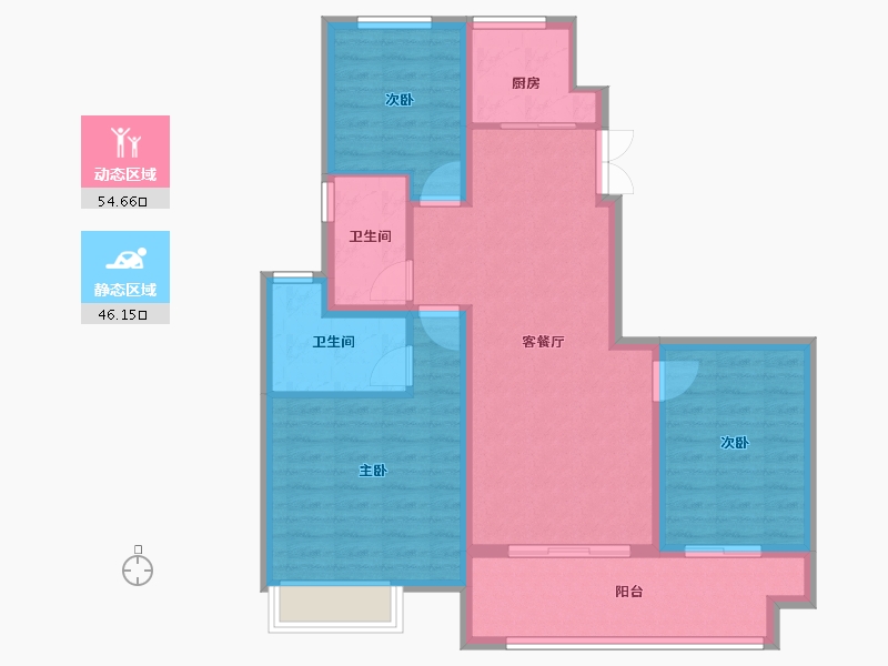 江苏省-宿迁市-飞翔·新城学府-90.40-户型库-动静分区