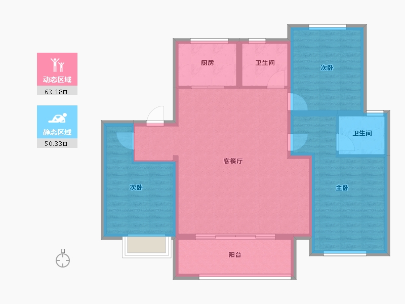 江苏省-宿迁市-飞翔·新城学府-102.40-户型库-动静分区