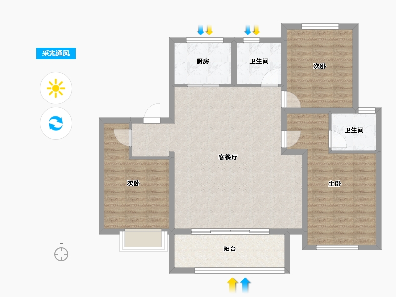 江苏省-宿迁市-飞翔·新城学府-102.40-户型库-采光通风