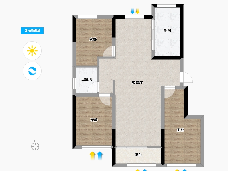 宁夏回族自治区-银川市-宁夏中房·永悦府-80.45-户型库-采光通风