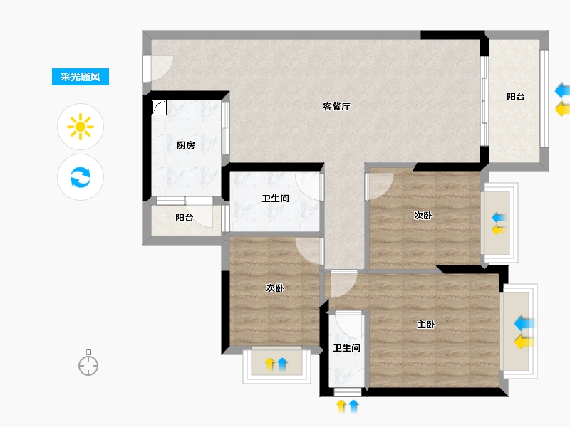 广东省-湛江市-华达北斗华庭-85.14-户型库-采光通风