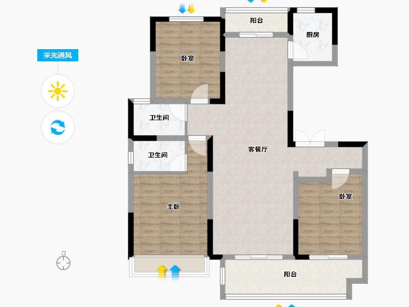 河南省-商丘市-夏邑建业幸福里-110.40-户型库-采光通风