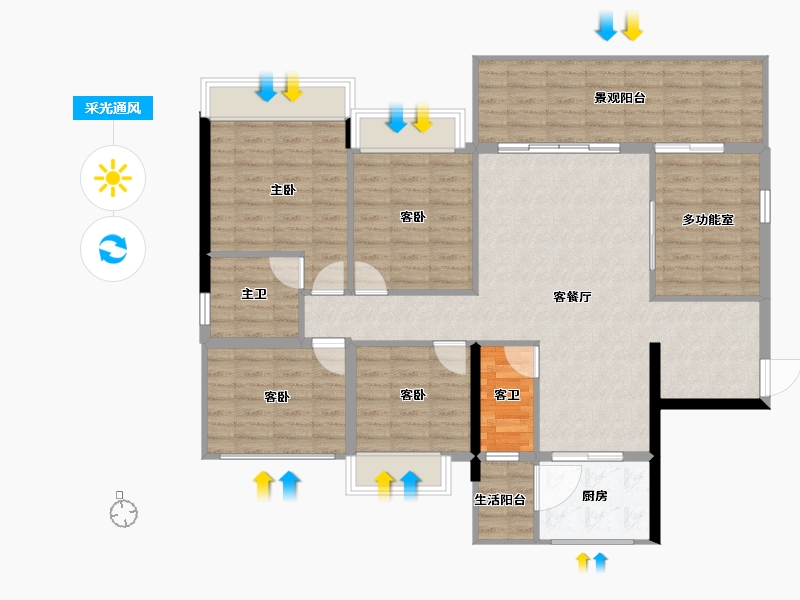 广西壮族自治区-河池市-绿锦华府-118.15-户型库-采光通风