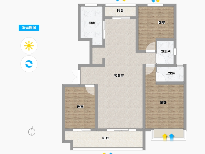 河南省-商丘市-夏邑建业城-109.60-户型库-采光通风