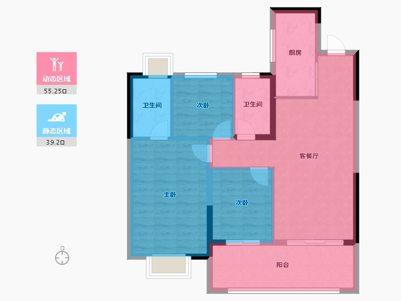 安徽省-阜阳市-置地新华百悦府-84.80-户型库-动静分区