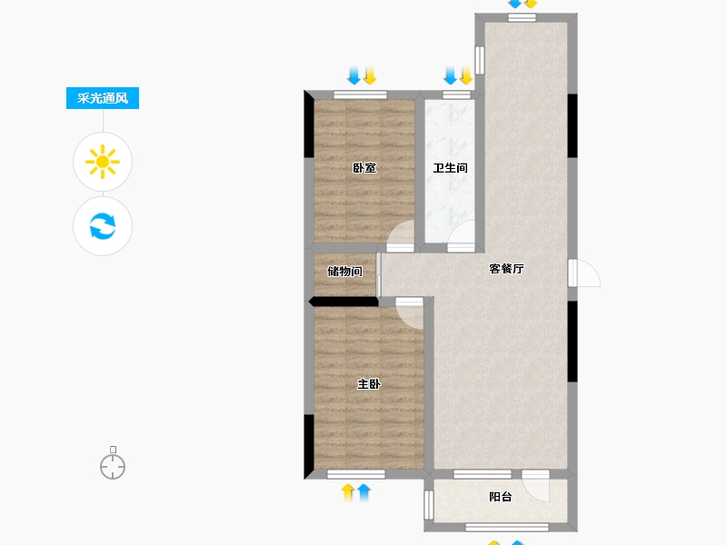 辽宁省-营口市-富甲·甲天下-80.14-户型库-采光通风