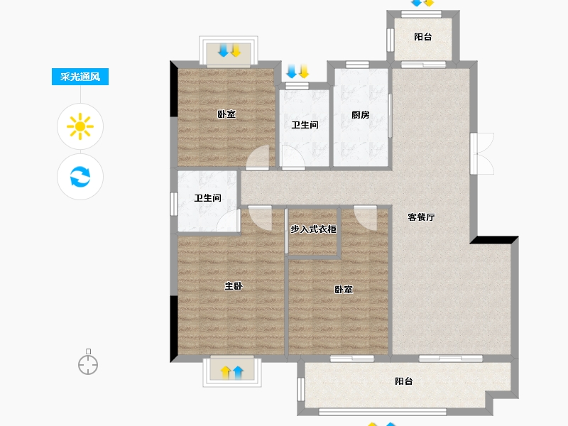 广西壮族自治区-桂林市-湘江壹虢-110.14-户型库-采光通风