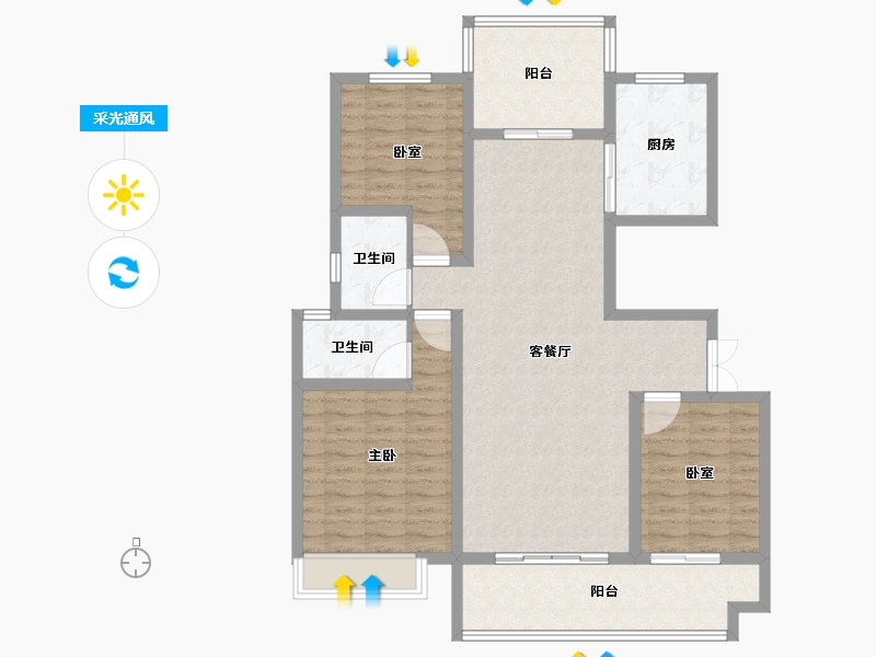 河南省-商丘市-夏邑建业城-109.60-户型库-采光通风