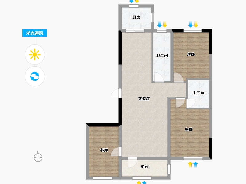 辽宁省-营口市-富甲·甲天下-92.00-户型库-采光通风