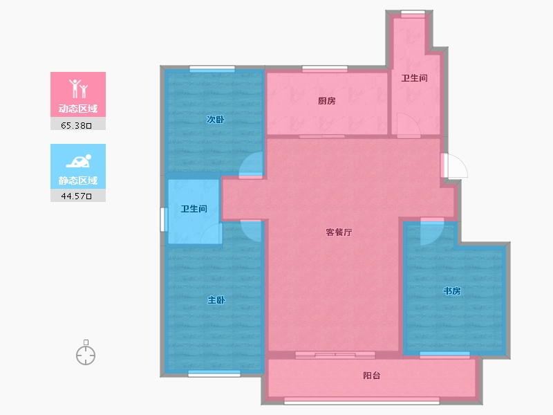 辽宁省-葫芦岛市-天顺红海湾二期-98.95-户型库-动静分区