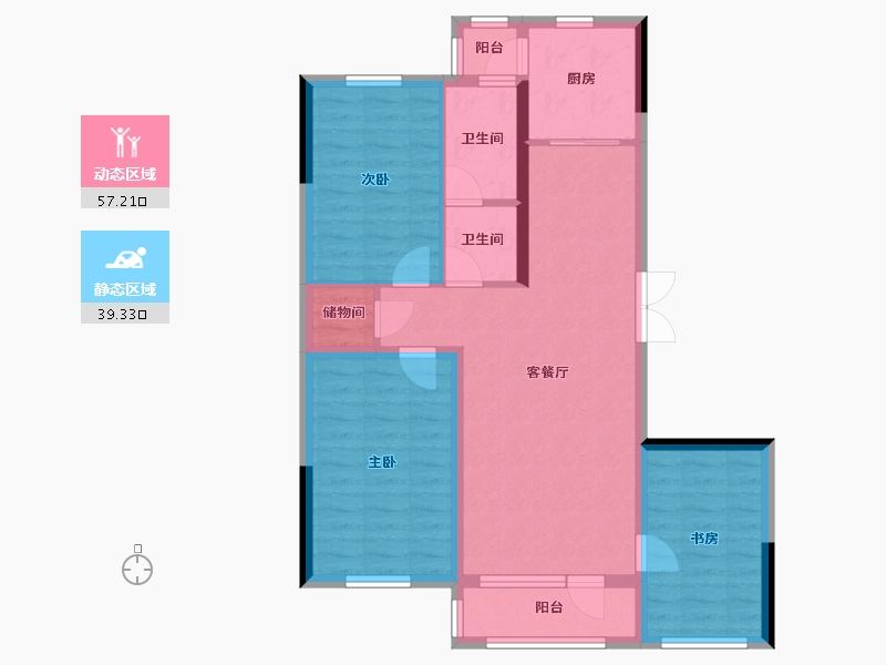 辽宁省-营口市-富甲·甲天下-85.86-户型库-动静分区