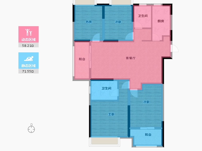 湖北省-咸宁市-恒基国宾府-115.99-户型库-动静分区