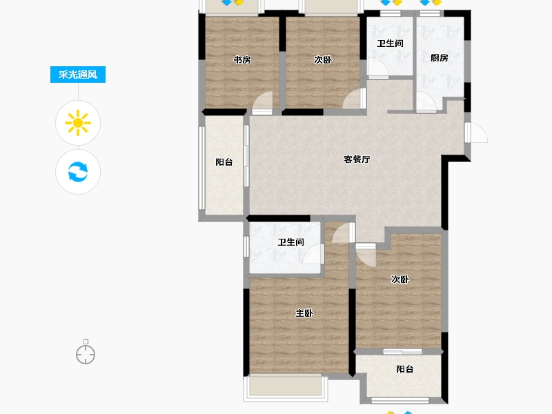 湖北省-咸宁市-恒基国宾府-115.99-户型库-采光通风