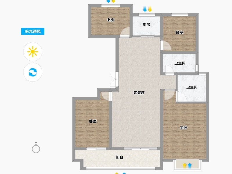 山东省-临沂市-远通香麓院-120.81-户型库-采光通风