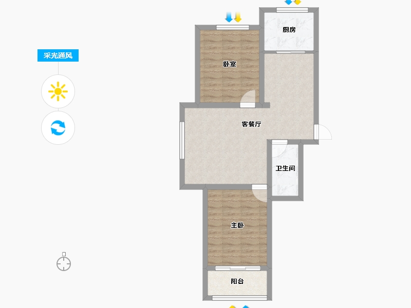 河北省-张家口市-铭洲西山宜居-65.69-户型库-采光通风