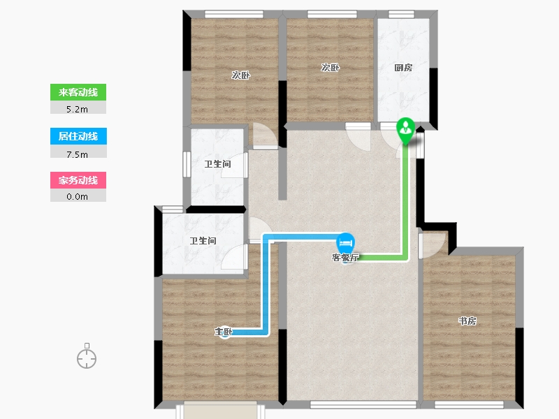 内蒙古自治区-鄂尔多斯市-亿利壹号院C区-120.00-户型库-动静线