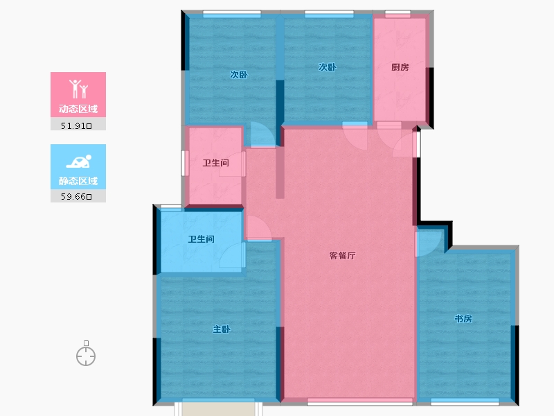 内蒙古自治区-鄂尔多斯市-亿利壹号院C区-120.00-户型库-动静分区