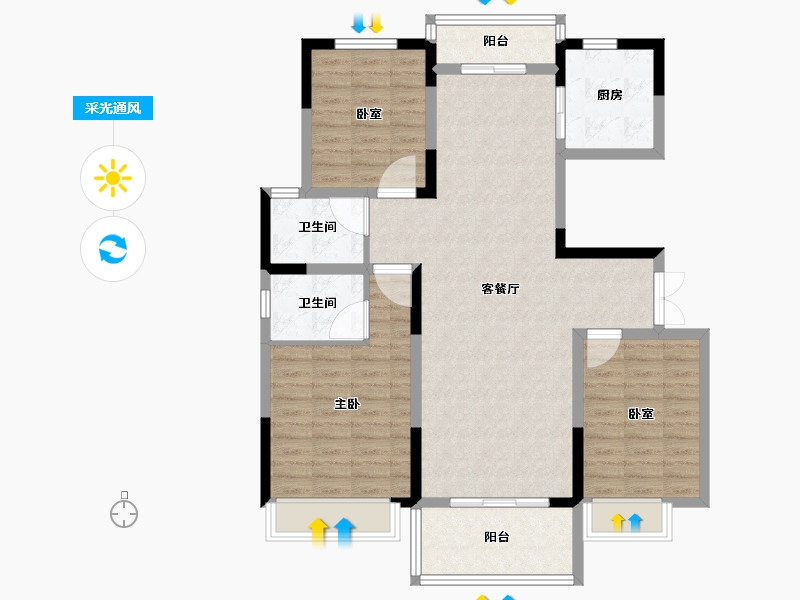 河南省-商丘市-夏邑建业幸福里-102.40-户型库-采光通风