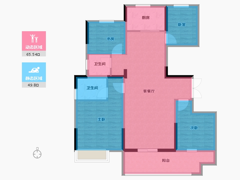 安徽省-宿州市-金荣·学府壹号-102.80-户型库-动静分区