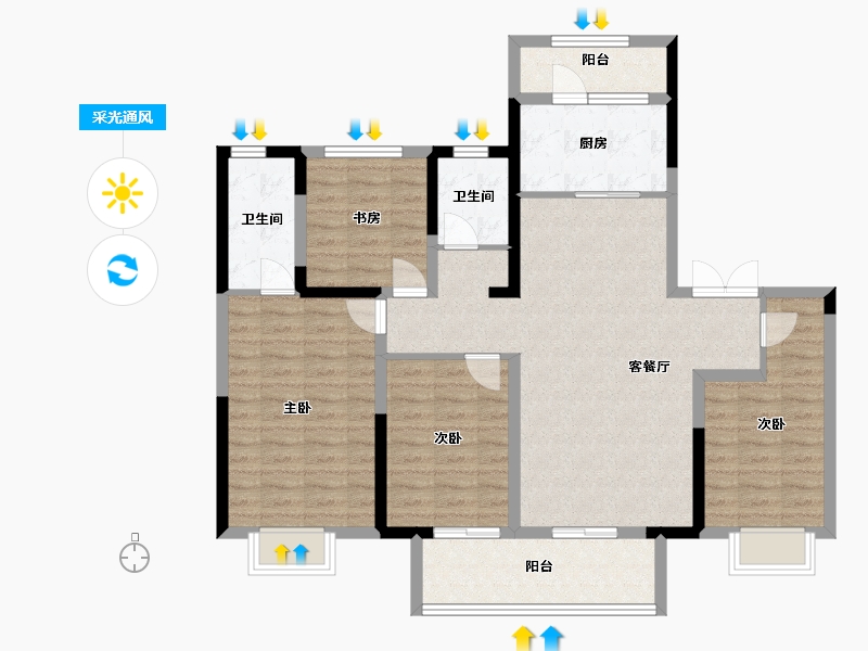 山西省-运城市-运城吾悦广场-110.00-户型库-采光通风