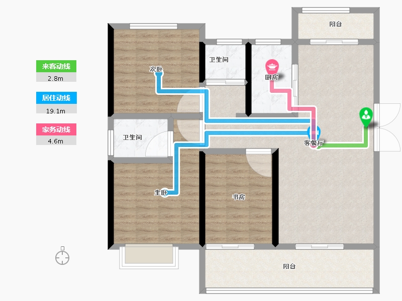 安徽省-蚌埠市-沁雅济学瑭-109.60-户型库-动静线