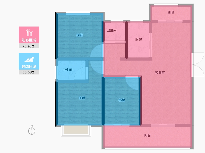 安徽省-蚌埠市-沁雅济学瑭-109.60-户型库-动静分区