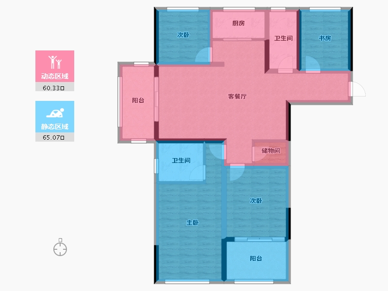 安徽省-铜陵市-城投·聚秀嘉园-111.53-户型库-动静分区