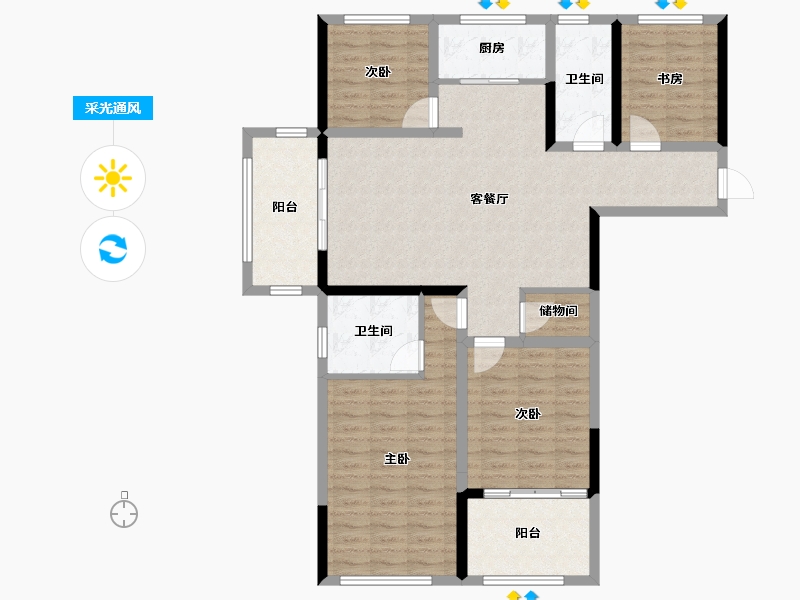 安徽省-铜陵市-城投·聚秀嘉园-111.53-户型库-采光通风