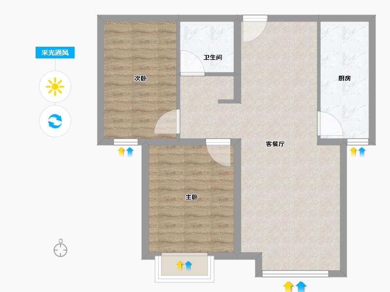 天津-天津市-京能海语城(=期)-69.60-户型库-采光通风