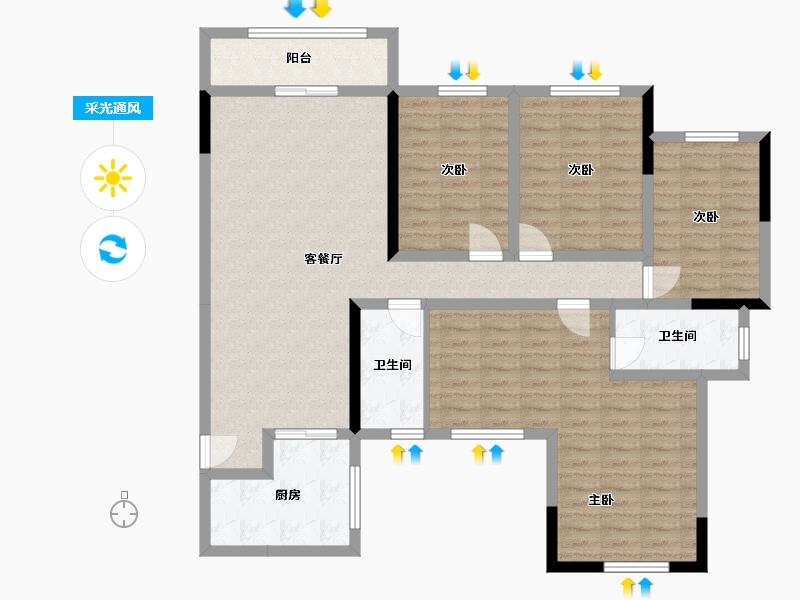 广西壮族自治区-桂林市-众阳华城-110.00-户型库-采光通风