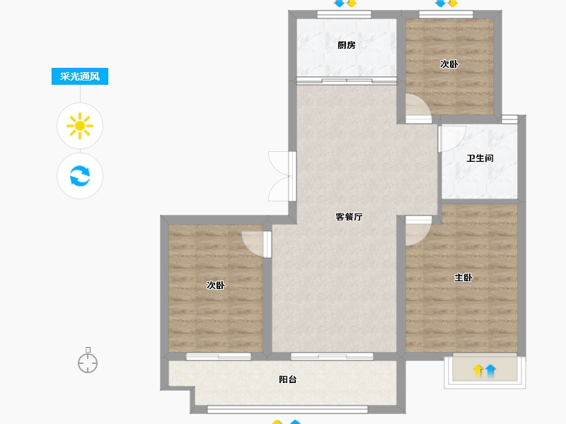 山东省-临沂市-房源·金域上府-84.69-户型库-采光通风